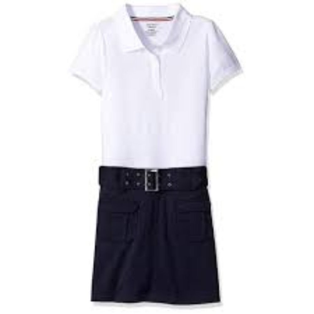 French Toast SZ9202 Girls Short Sleeve Belted Polo Dress
